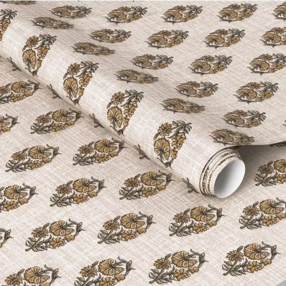 Threshold - Floral Stamp Wheat Wallpaper
